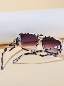 1pc/2pcs Women Fashion Sunglasses 2025 New Geometric Hollow Rhinestone Inlaid Design, Birthday Gift, & Christmas Product, Suitable For Sun Protection, Outdoor, Cycling, Stage Performance, Party & Gathering - Black and White - View 3
