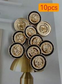 10/20 件锌合金狮头图案金属纽扣，适用于时尚女士大衣缝纫纽扣，耐用，5 种尺寸可选 - 金色 - 查看 9