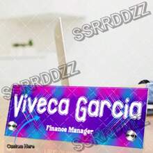 Customized Office Desk Name Plate | Clear Acrylic Desk Sign With Stand | Elegant Personalized Gift With Name And Title Gifts Birthday Graduation - Multicolor - View 4