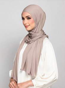 1 Khăn choàng Khimar One Step dành cho phụ nữ Hồi giáo – Khăn trùm đầu kín đáo buộc sẵn, khăn trùm đầu Jersey không ghim có che cổ, vải co giãn nhẹ dùng khi cầu nguyện, du lịch, làm việc, mặc hàng ngày. Dùng để mặc trang phục - màu be xám - Xem 4