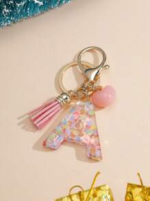 1pc Creative Keychain With 26 English Alphabet, Kids Backpack Accessories, Butterfly Letter Charm Keyring For Girls - Pink - View 19