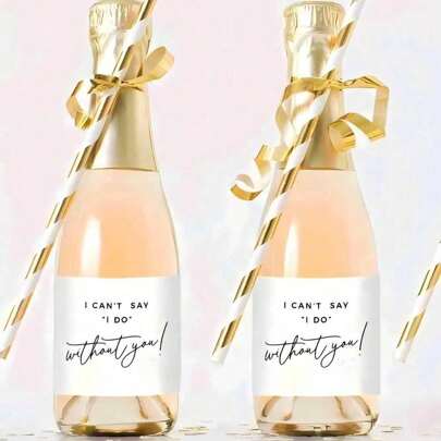 Brautjungfern Mini Champagner Etiketten SET aus 10, Brautjungfernantrag, "Ich kann nicht Ja sagen ohne dich, willst du meine Trauzeugin sein?" Frage an Brautparty, Groomsman Weinaufkleber, Braut-Tribe Etikett