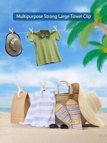 Beach Towel Clips Towel Holder Clothes Pins Clothes Pegs Chair Clips Hanging Clip Clamps .Extra Large Beach Towel Clips , 5.1 Inch Towel Clips For Beach Chairs Cruise Heavy Duty, Towel Holder Clips For Clothes Pool Boat, 2 Colors Khaki And Blue. - Multicolor - View 7