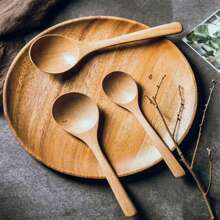 1/2/5 piezas Cucharas de madera de haya de estilo japonés de mango largo, cucharas de arroz, cucharas pequeñas, cucharas de madera de cocina, cucharas de madera grandes, set de 3 cucharas, artículos escolares