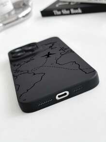 Funda de teléfono con diseño de ruta de avión, turismo y viajes, carcasa de teléfono inteligente negra con impresión de mapa y avión, compatible con y Galaxy