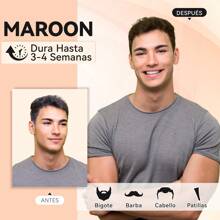 Champú colorante para el cabello color castaño, adecuado para canas, tinte de cabello semi-permanente, unisex, con ingredientes herbales, cobertura gris 3 en 1 al 100%, dura 30 días, 500ml, con ingredientes botánicos naturales - Granate - Ver 5