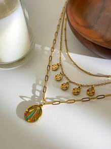 1 pieza Collar de globo con cadena de flores de acero inoxidable y cuentas, de lujo, moda de alta gama y elegante para mujeres