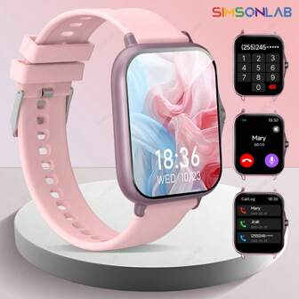 SIMSONLAB 2025 新款 1.83 英寸高清全触屏智能手表，男女通用，电话拨号/接听，计步器，卡路里计算，多种运动模式，消息提醒和来电提醒，多功能智能手表，运动型智能手表，圣诞礼物