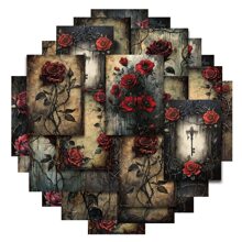20sheets Thorny Bloody Rose -Etori Material Paper Dancing In The Dark Series Retro Dark Style Theme Handbook Decorative Base, Non-Sticky Material Decorative Paper