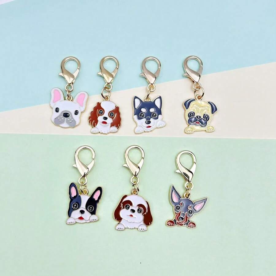 7pcs/Set Cartoon Dog Keychain Set, Alloy With Gold Carabiner Clips, Cute Pet Charms, Great For Backpacks, Birthday, Dog Accessories Car Accessories Bag Charm Backpack For School Goth Y2k Christmas Gift Ideas Bag Accessories Lanyards With Id Holder Car Accessories Bag Charms Car Teacher Friend Sister - 7 Dogs - View 1