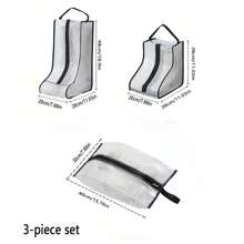3 Packs Waterproof Boot Storage Bags - Nylon Dustproof Travel Shoe Organizer With Handles - For Men & Women - Reusable Tall Boot Bags, Athletic Shoe Storage Pouches, High-Top Shoe Dust Bags, Lightweight Hanging Shoe Organizers For Entryway Furniture, Home & Kitchen Use,Suitable For Home & Travel Use - Perfect Gift For Travelers - Grey - View 4