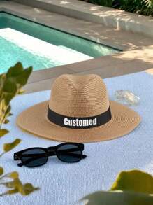 1PC Of Customized Straw Hat For Men And Women During Summer Travel, With Customized Names, Personalized Straw Hats With Names, Customizable Straw Hats, Customized Valentine's Day Gifts, Unisex, Men And Women's Style Straw Hats, Customized Straw Hats For Beach Travel That Can Be Worn For Shade,Durable,Colorful,Cute,Adorable,Funny,Y2K,Stylish,Casual,Cuties,Custom,Personalized,Unique,Customized,Ideal Gifts For Him,Ideal Gifts For Her,Her,Girlfriend,Friends,Children