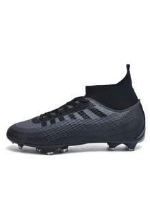 1 Pair Men/Women Soccer Cleats, Low-Top Breathable Outdoor Sports Shoes, Adult Student Professional Football Shoes, Large Size Non-Slip Wear-Resistant AG Long Spikes FG Natural Grass Soft Ground Real Grass Men Football Training Shoes Lace-Up Rugby Leather Football Boots Lightweight High-Performance Anti-Slip Design High-Top Professional Football Boots - Black - View 8