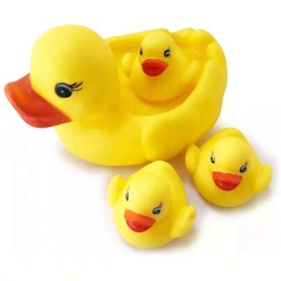 Set de 4 patos de goma flotantes, aprieta para hacer sonidos, juguetes de baño y piscina, regalo de cumpleaños, pato de hule, juguetes de piscina, juguetes para niños, set de juguetes de baño