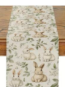 1 件春季兔子主题桌旗，可爱兔子与花卉春季桌旗，适用于家庭厨房餐厅节日派对咖啡桌装饰 - 彩色 - 查看 8