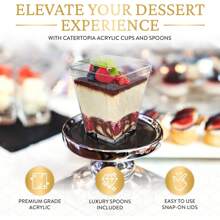 25/50/100/200Pcs, 5 Oz Plastic Clear Square Parfait Cups With Spoons, Party Small Serving Dessert Bowls For Appetizers, Puddings, Mousse, Yogurt, Parfait Ice Cream