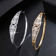 1pc Luxury Fashion Personalized Zirconia Stone Inlaid Bracelet, Elegant For Daily Wear And Dates