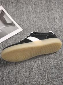 女士舒适防滑圆头系带休闲运动鞋，芭蕾风格运动鞋，百搭日常穿着，户外，春季，黑白 - 白黑色 - 查看 9