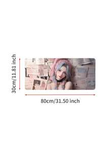 Cute Girl Design Gaming Mouse Pad, Extra Large Size 80x30, With Non-Slip Rubber Base, HD Pattern And Stitched Edges, Ideal For Gaming And Office.
