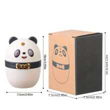 1pc Classic Panda Design Pop-Up Toothpick Holder, Plastic Cover Toothpick Case, Creative Cartoon Style Toothpick Bottle With Press Button, Toothpick Storage Can - Multicolor - View 4