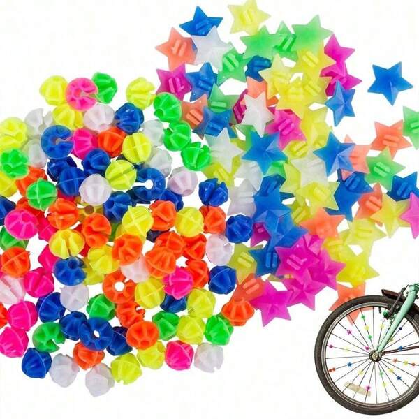 70 stuks kleurrijke ster- en ronde ABS-kunststof fietsbellen, voor het personaliseren van fietsen en decoratieve accessoires, eenvoudig te installeren