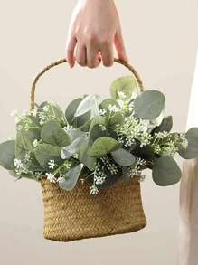 Set de 6/10/20 piezas de hojas y tallos de eucalipto artificiales mixtos, hojas de eucalipto ovaladas con semillas blancas, utilizados para arreglos florales, ramos de boda, decoración, decoración otoñal, decoración de mesa, decoración de jardín, decoración de habitación, regalo de San Valentín