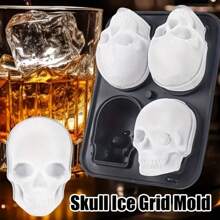 Molde de cubitos de hielo en forma de calavera 3D grande, molde de hielo redondo para whisky con tapa para bebedores de whisky, bartenders, intercambios de regalos, entusiastas del bar en el hogar y regalos festivos
