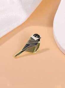 1 pieza de Broche de aleación de zinc con diseño creativo de pájaro y animal en patchwork de prisma