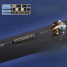 Easytoday 全新 12 件装专业飞镖套装，采用可拆卸设计：包括 20g、24g 和 26g 钢制飞镖尖、铝制镖杆、黄铜镖筒、备用镖翼、磨刀工具套件和手提箱 - 彩色 - 查看 5