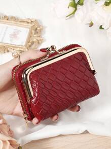 Burgundy Bag Charry Red Bag Wine Red Bag,Elegant Women's Compact Wallet With Multi-Functional Card Storage, Zippered Card Compartment, Detachable Coin Pocket With Snap Closure, And ID Window - Stylish Bifold Design For Credit Cards, Bank Cards, And Cash, Perfect Gift For Girlfriend, Mom, Teacher, Or Loved Ones, Suitable For Travel, Work, And Everyday Use, Fashionable And Practical For School, Office, And Outdoor Adventures - Burgundy - View 5