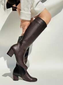 Botas para dama Tacón bajo Clásicas Formales - Marrón - Ver 2