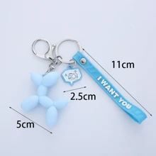 1 Pc Cute Cartoon Creative PVC Balloon Dog Keychain, Kawaii Korean Style Girl Backpack Key Chain Pendant, Multi-Color Options - Multicolor - View 3