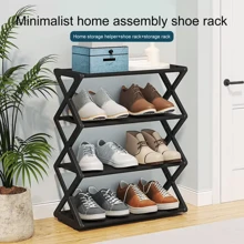 1pc 4-Tier X-Shaped Shoe Rack, Multifunctional Dust-Proof Shoe Rack, Easy Assembly Simple X-Shaped Shoe Rack For Home/Student Dorm, Sturdy Dual-Layer Steel Pipe Disassembly Foldable Shoe Cabinet, Suitable For Entrance, Wardrobe, Garage - Multicolor - View 9