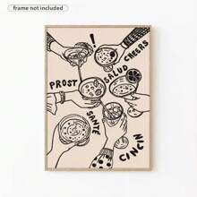 1 件印刷复古红色手绘用餐与葡萄酒和螃蟹欢呼现代美食艺术粉色厨房装饰客厅卧室家居装饰现代简约抽象食物厨房海报酒吧墙壁艺术装饰无框架 - 彩色 - 查看 44