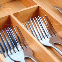 Caja De Utensilios De Comer. Cajón De Organización De Utensilios De Comer De Bambú With Its Compartments. Mide 43X30 Centimetros. - 原木色 - 查看 6