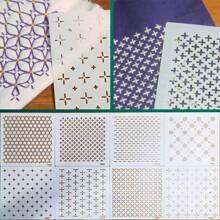 8pcs/Set Sashiko Stencils Quilting Templates Set Reusable PET Traditonal Patterns For Embroidery, Home Decor, Fabric Crafts - 8pcs/set - View 2