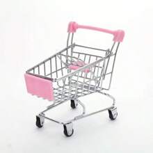 Mini Parts Small Items Metal Supermarket Shopping Cart, Hand Pushing Shopping Basket Iron Art Simulation WAKUKU Doll Exquisite Mini Doll World Small Shopping Cart - Multicolor - View 5