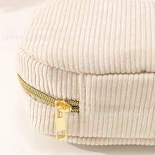 Simple Embroidered Corduroy Handbag, Large Capacity Cosmetic Bag, Women Travel Organizer Pouch