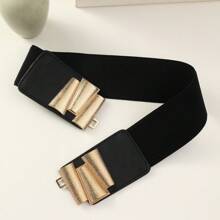 1pc Women's Black Elastic Waist Belt, Versatile & Stylish