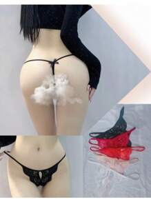 Sexy Floral Lace Thongs For Women With Cutouts And Bow Detailing - Comfortable And Captivating Lingerie, For Parties, Valentine's Day, For Special Days, For Couples