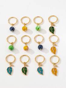 12 件/套女士时尚彩色叶子编织发带、袖口、辫子配饰、发夹、珠宝 - 彩色 - 查看 2