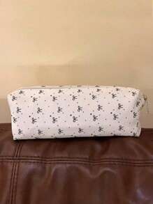 1 Stück süße Kosmetik- & Stifteaufbewahrung mit großem Fassungsvermögen, Schleife Dekor Federmäppchen Rückkehr zur Schule, Stifteetui, Schultasche