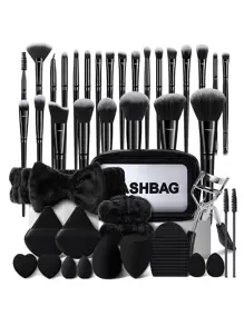 Professional Makeup Brush Set Pink&Brown&Black,25Pcs Makeup Brushes With Cleansing Sponge,Multi-Functional Make Up Brushes Set With Makeup Sponges,Headband,Eyelash Curler,Storage Bag,Makeup Remover Puff,Good Gift For Makeup Beginners And Lovers,Brush Set,Makeup Brush Kit,Make Up Brush Set,Make Up Set Complete,Makeup Brush Set,Complete Makeup Kit,Brush Kit,Brushes Makeup Set,Makeup Gift Set