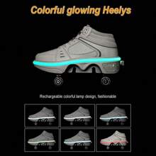 preyrocbirds Zapatos con Ruedas para Niños Y Niña, Multiusos Zapatillas con ruedascon Led Luces, Zapatillas de Skateboard