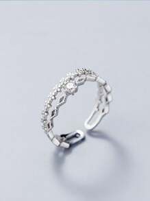 Fresh And Sweet Wisp Double-Layer Lace Diamond Ring Sterling Silver Opening Ring - Double Lace Ring - View 8