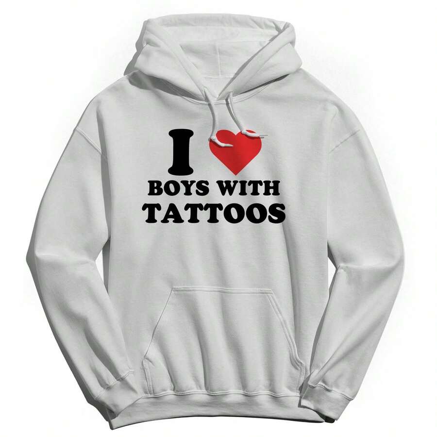 Heart Boys Tattoos Red Bld Unisex Graphic Cotton Pullover Sweatshirt Hoodie - White - View 1
