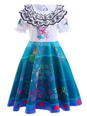 Children's Performance Costume Anime Cosplay Stage Show Dress Girls' Summer Casual Vacation Floral Dress