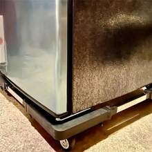 4-Wheeled Stainless Steel Appliance Cart - Adjustable Movable Caster Base, Fits Refrigerators, Washers And Dryers - Space-Saving Kitchen Storage Rack, Refrigerator, Mobile Base - Black - View 8