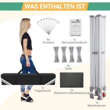 CAROMA Pabellón 3x3, pabellón plegable 3x3 impermeable estable, pabellón de jardín 3x3 carpa para fiestas protección UV 50+ Pabellón plegable 3x3m pabellón emergente con patrón de ondas para acampar reuniones familiares