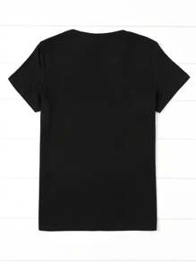 Chic 70th Birthday Celebration T-Shirt For Women - Comfy Blend, Short Sleeve, Crew Neck With Vibrant Letter Print - Perfect For Casual Wear & Special Occasions - Black - View 2